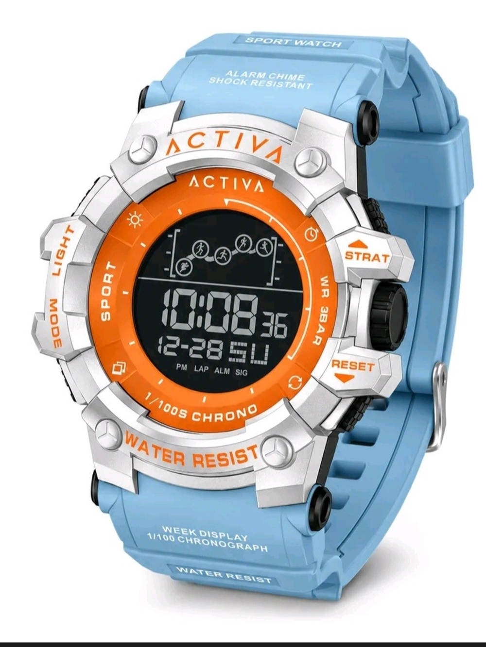 Ativa Light Blue and Orange Digital Sport Watch